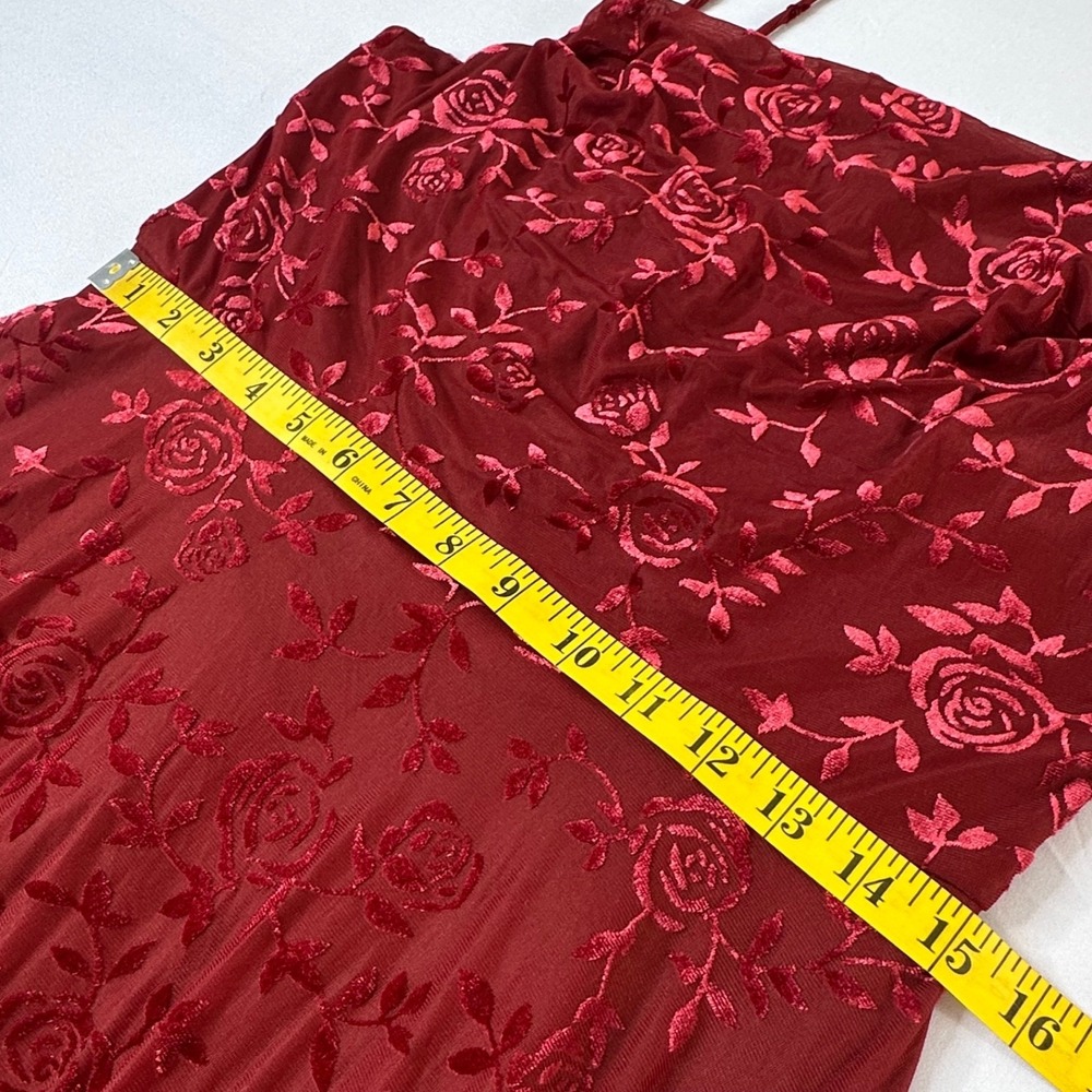 Y2K Fairy Grunge Romantic Goth Prom Mini Dress Sz Large Floral Velvet Burnout - Picture 3 of 8